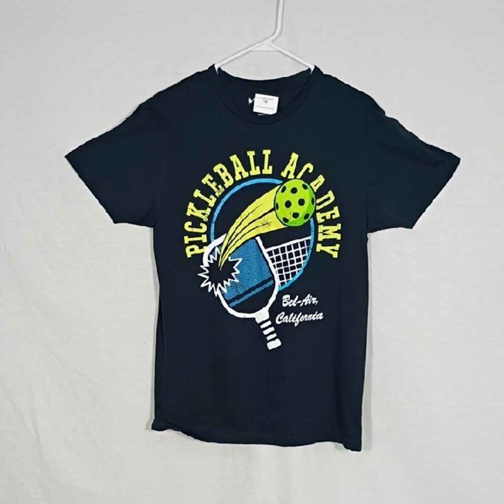 NWT Miken Pickleball Academy Bel Air Mens Short Sleeve Tee Blue/Yellow Sz Medium